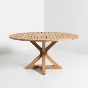 Transitional Round <b>Garden</b> Dining <b>Table</b> <b>Wooden</b> Natural Finish Bolted Joint Cross Frame Direct Factory Wholesale Bulk FCL Export - Product Image 2