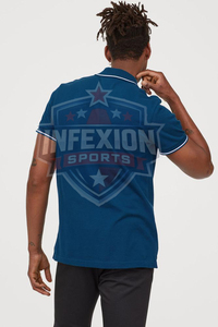 Men's Solid <b>Blue</b> Short Sleeve <b>Polo</b> <b>Shirt</b> Cotton Pique Knitted Casual Style Breathable Regular Fit - Product Image 3