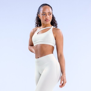 <b>White</b> <b>Backless</b> Scoop Neck High Waist Leggings Sleeveless Crop <b>Top</b> 3-Piece Set Seamless Breathable Spandex/Nylon Solid Yoga Wear - Product Image 4