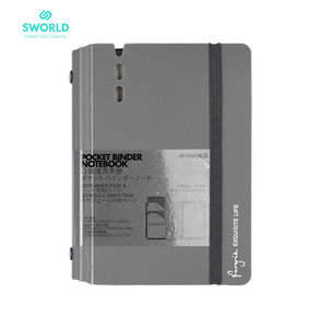 SWORLD Wholesale A5 PU Hardcover Binder <b>Notebook</b> <b>Dot</b> Design Multifunctional Planner Organizer Grey OEM ODM - Product Image 6
