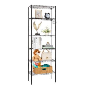 Scaffale portaoggetti da pavimento in acciaio al carbonio nero con assemblaggio sostituibile e ruote per l'organizzazione domestica - Product Image 6