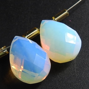 Handmade 14X10MM Hydro Drop <b>Opal</b> <b>Blue</b> Quartz Faceted Teardrop <b>Earrings</b> Pair of Loose Crystal Glass Beads Jewelry for Making - Product Image 1