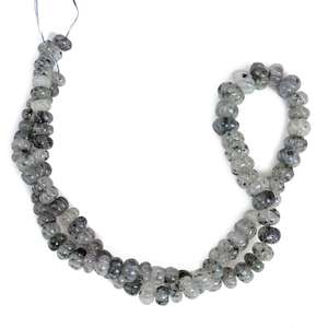 ลูกปัดพลอยรูไทล์สีดำธรรมชาติรูปฟักทองทรงรอนเดลล์สำหรับทำเครื่องประดับแบบร้อยเป็นเส้น - Product Image 1