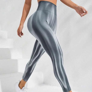 High Waist Full <b>Length</b> Printed <b>Leggings</b> Women's Stretch Breathable Push Up Sporty Knitted Spandex Polyester Red Pattern - Product Image 2