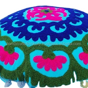 โซฟาโบฮีเมียนโบฮีเมียน2ชิ้นสำหรับตกแต่งบ้านและโรงแรมหมอนอิงทรงกลมปักลาย uzbek suzani ทำด้วยมือผ้าฝ้าย100% - Product Image 2