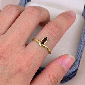 Solid 925 Sterling <b>Silver</b> <b>Garnet</b> <b>Ring</b> Gold Plated Solitaire Band Marquise Gemstone <b>Ring</b> Bezel Setting Women Anniversary <b>Ring</b> - Product Image 5