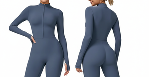 Al por mayor: Monos deportivos de una pieza para mujer, con cremallera, largos, acampanados, de secado rápido, lisos, sencillos, para gimnasio, yoga, entrenamiento y fitness - Product Image 2