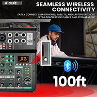 Console de mixage audio 5Core, 4 canaux, interface USB, Bluetooth, avec fonction répétition et delay +48V