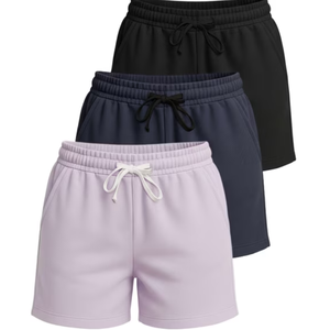 Women's <b>High</b> <b>Waist</b> Cotton Knitted Shorts Solid Color Drawstring Casual Breathable Short <b>Pants</b> - Product Image 1