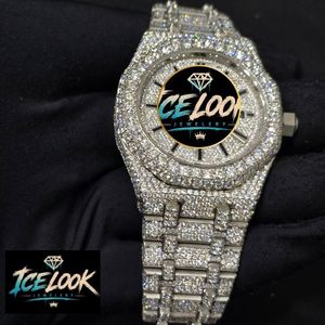 Reloj de Lujo ICE LOOK para Hombre, de Acero Inoxidable, Caja Redonda de 40 mm, Cristal con Diamantes, Movimiento de Cuarzo Analógico, Cierre Plegable - Product Image 2