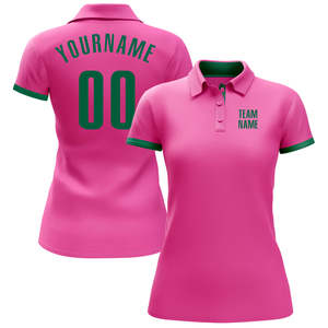 Custom Men's <b>Pink</b> <b>Polo</b> <b>Shirt</b> Short Sleeve Breathable Performance Golf Top with Team Name and Number - Product Image 3