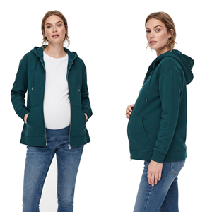 Chaqueta de maternidad con cremallera para mujer, chaqueta polar con capucha y cremallera para invierno, chaqueta de maternidad extragrande para embarazo y lactancia para mujer - Product Image 2