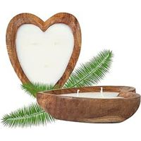 Vela de Cera de Soja Ecológica de 3 Mechas Tallada a Mano en Madera Sostenible, en Recipiente de Madera de Nogal Oscuro, Decoración Estética Rústica