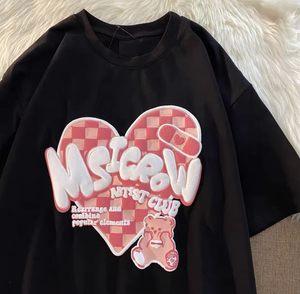 T-shirt imprimé pour femme, style décontracté, col rond, manches courtes, motif fille, coupe oversize, vente en gros à prix réduit - Product Image 2