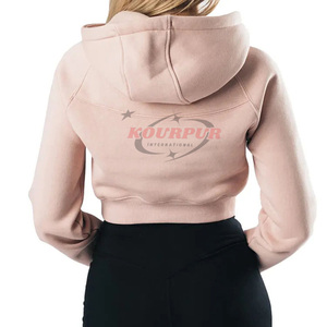 Sudadera con Capucha Corta para Mujer, Color Sólido, Manga Larga, Tejido de Algodón Transpirable, Informal, para Otoño - Product Image 4