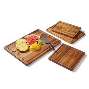 Juego de tablas de cortar de madera de acacia, reversibles, rectangulares, con ranura para jugos, antideslizantes, ecológicas, aptas para lavavajillas, para charcutería - Product Image 1