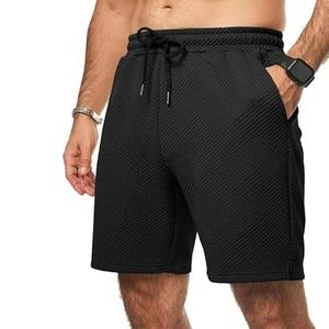Shorts de bain pour homme gris clair à motif géométrique, séchage rapide, taille à cordon, décontractés, avec poches - Product Image 4