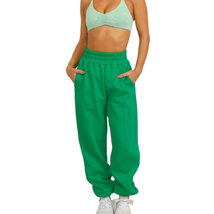 Women's Green Harem Pants High <b>Waist</b> <b>Elastic</b> Loose Fit Full Length Solid Color Casual Spring Wear Knitted Spandex Cotton - Product Image 1