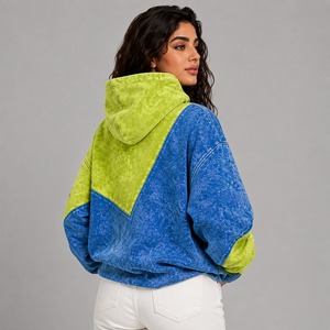 Sweat à capuche délavé pour femme, collection hiver, avec logo frontal, décontracté, doublé, 100 % coton, coupe confortable, tissu polaire respirant, coutures durables - Product Image 3