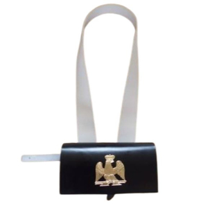 Pochette isolante en néoprène noir pour canette de bière avec sangle de cou, reproduction de ceinture de cartouches de style napoléonien français et pochette pour plaque d'aigle - Product Image 3