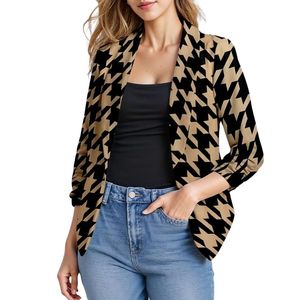 Blazer de Lana con Estampado a Cuadros para Mujer, Detalles de Moda Personalizados, Estilo Casual Clásico, Corte Refinado - Product Image 3