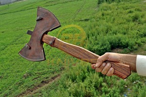 Hand Forged Damascus Steel <b>Axe</b> Custom Viking Tomahawk Wooden <b>Handle</b> Camping Hunting Survival Hatchet Outdoor Tool - Product Image 6