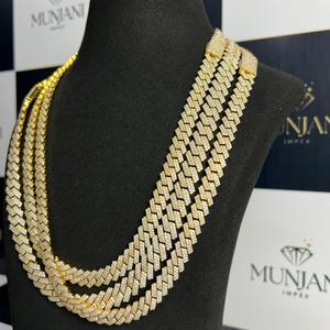 สร้อยคอทองคำชุบแบบกำหนดเอง ประดับเพชร VVS คุณภาพสูง ดีไซน์แบบ Cuban Link ทรง Brilliant Cut ของขวัญแต่งงานสำหรับผู้ชาย - Product Image 3