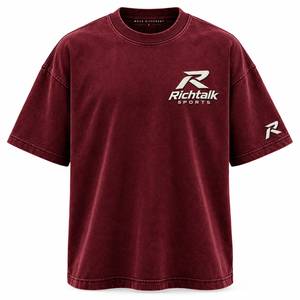 T-shirt en coton surdimensionné pour homme, manches courtes, col rond, imprimé photo décontracté, jersey respirant, logo sur le devant, design personnalisable - Product Image 1