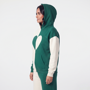 Long Sleeve Women's Oversized Polyester Hoodie <b>Heart</b> Graphic Color Block Kangaroo Pocket Casual <b>Sweatshirt</b> - Product Image 4