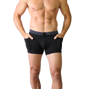 Nouveauté : Boxer court sexy en maille tricotée pour homme, taille mi-haute, avec logo personnalisé, antistatique, écologique et séchage rapide – Vente en gros - Product Image 1