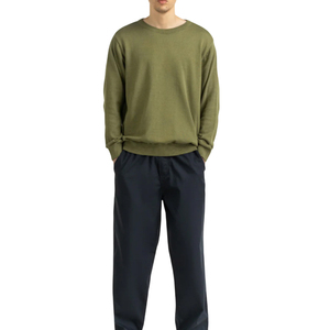 Suéter de Cuello Redondo, Corte Regular, Color Sólido, Manga Larga, Transpirable, Tejido Grueso, 100% Algodón, 300g, Logotipo Personalizado en la Parte Delantera, Informal - Product Image 1