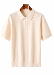เสื้อกอล์ฟแขนสั้นผู้ชายสีน้ำเงินขาวลายจุด ผ้าถัก แต่งขอบสีเขียว 100% ผ้าฝ้าย ระบายอากาศได้ดี - Product Image 6