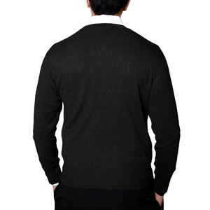 Suéter Cárdigan de Hombre con Cuello en V y Manga Larga, Suéter Tejido de Color Sólido al por Mayor para Otoño e Invierno, Logotipo Personalizado OEM/ODM - Product Image 2