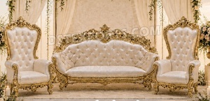 Sofá de dos plazas plateado para bodas, lujoso conjunto de sofás reales plateados para novios, sofá para novia y novio. - Product Image 3