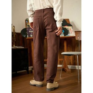 Jeans de Mezclilla para Hombre, Corte Regular, Cintura Alta, Color Marrón, Ecológicos, Transpirables, Lavados, Estilo Vintage, 100% Algodón, para Verano e Invierno - Product Image 4