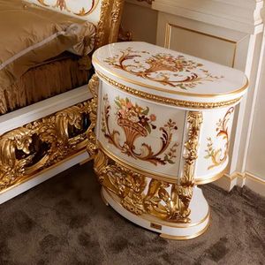 Juego de Dormitorio Clásico de Lujo Honeyrose Hotel Royal Gold, Cabecera Tapizada, Madera de Caoba Sólida, Estilo Europeo - Product Image 5