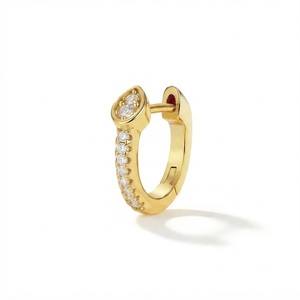 Pendientes de Aro Modernos y Elegantes con Diamantes Cultivados en Laboratorio Color E VS1, Oro Sólido de 14K, Diseño de Doble Fila, Tipo Huggie, con Incrustaciones de Pavé, para Boda - Product Image 4