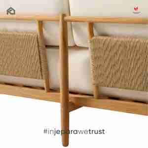 Canapé d'extérieur en teck massif fait main en Indonésie, mobilier haut de gamme pour villas, hôtels, resorts, jardins et patios, fabricant OEM ODM sur mesure - Product Image 4