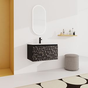 Mobile bagno sospeso da 30 pollici con lavabo in ceramica e anta con chiusura ammortizzata, kit di montaggio (KD) - Product Image 2