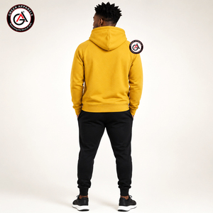 Sudadera con Capucha de Forro Polar Amarillo para Hombre, Marca Greek Apparels, Corte Regular, Color Sólido, Diseño con Bolsillos, Ropa Casual de Invierno, 300g, Transpirable - Product Image 2
