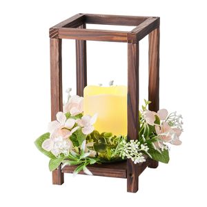 Ensemble de 20 lanternes de mariage (60 pièces) comprenant 20 lanternes en bois porte-bougies, 20 bougies LED sans flamme et 20 décorations de table - Product Image 1