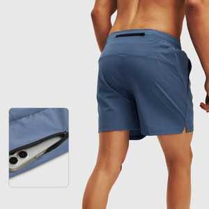 Pantalones cortos deportivos de secado rápido para hombre, color amarillo neón, con cintura elástica y bolsillos - Product Image 5