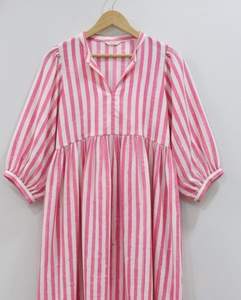 Nuevo Vestido Midi de Verano con Estampado Floral, Ecológico, Transpirable, Formal para Oficina, Sexy, Largo hasta la Rodilla, Cuello en V Profundo, de Algodón, Corte en A, con Mangas Abullonadas - Product Image 5