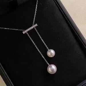 สร้อยคอไข่มุกน้ำจืดสีเงินบริสุทธิ์พร้อมการออกแบบให้ดึงออกได้หลากหลายรูปทรงกลม - Product Image 1