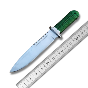 Cuchillo Bowie de Supervivencia de Hoja Fija de Acero Inoxidable Hecho a Mano con Borde Dentado, Punta Caída, Empuñadura Envuelta en Cordón y Funda con Presilla para Cinturón - Venta al por Mayor - Product Image 6