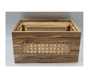 Vietnam caisse en pin en bois non peinte avec roues boîte de rangement ouverte artisanat cadeau nouvel an saison bois artisanat boîtes en bois signes muraux - Product Image 5