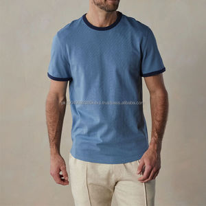 T-shirts blancs à manches courtes et col rond en coton 100% lourd, décontractés et personnalisés, avec fils de couleur, t-shirt uni uni, unisexe - Product Image 3