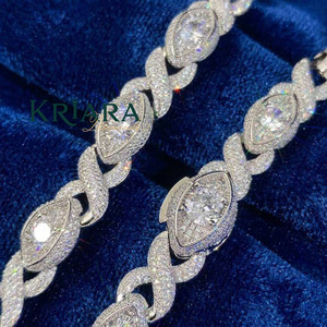 Men's S925 Solid Gold 14k Gold Plated Rhodium Plated Marquise Lab Grown Diamond <b>Statement</b> <b>Necklace</b> Link Chain Luxury Wedding - Product Image 4