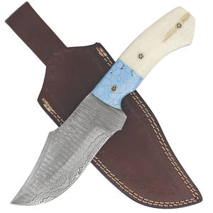 Couteau de chasse personnalisé DIY OEM en acier inoxydable, lame fixe, pointe en forme de goutte, bord biseauté, manche en bois, couteau de camping en plein air - Product Image 1