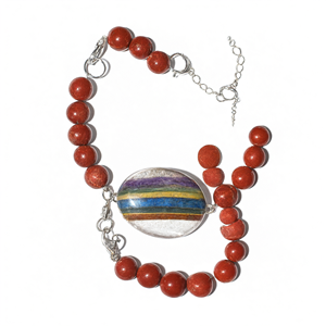 Pulsera Ovalada de Jaspe Rojo, Accesorio de Moda de Cristal al por Mayor - Product Image 2